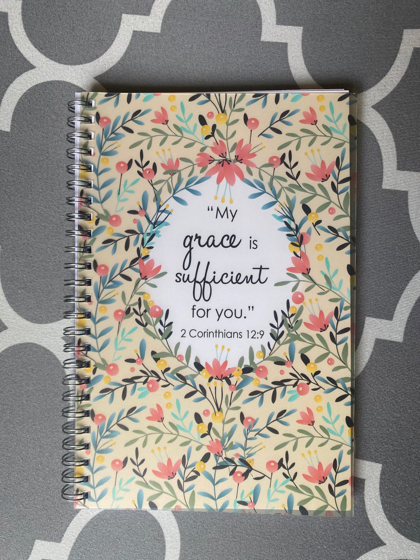 Floral Notebook "My grace is sufficient"